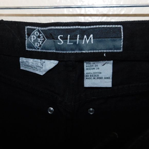 Women's Vintage 90s Posted Jeans Slim Size 11 31x34 Black 932037L NWT New - Picture 2 of 10